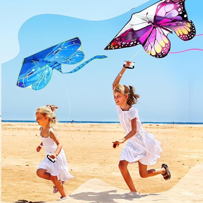 Leitee 6 Pack Large Kite for Kids and Adults Butterfly Kite for Kids Age 4-8-12 Dragonfly Owl Parrot Eagle Goldfish Teens Toy Easy to Fly for Game Beach Outdoor Activities Gifts(Cute Style)