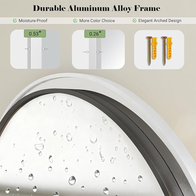 Mirror Full Length, 28"x71" Large Arched Floor Full Length Mirror with Stand, Room Decor Big Full Body Floor Mirror with HD Tempered Glass Aluminum Frame for Bedroom Living Room, White