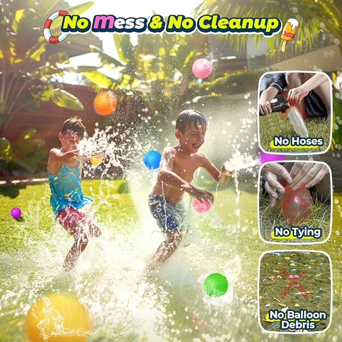 20Pcs Reusable Water Balloons, Summer Water Toys, Magnetic Water Ball for Outdoor Games, Pool Toy, Beach Toys for Kids