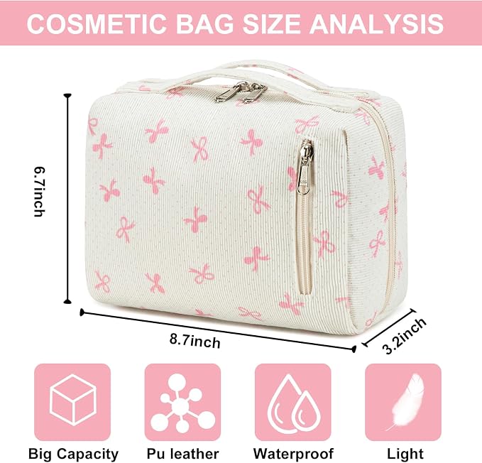 Bluboon Makeup Bag Zipper Pouch Travel Portable Cosmetic Bag Organizer for Women and Girls