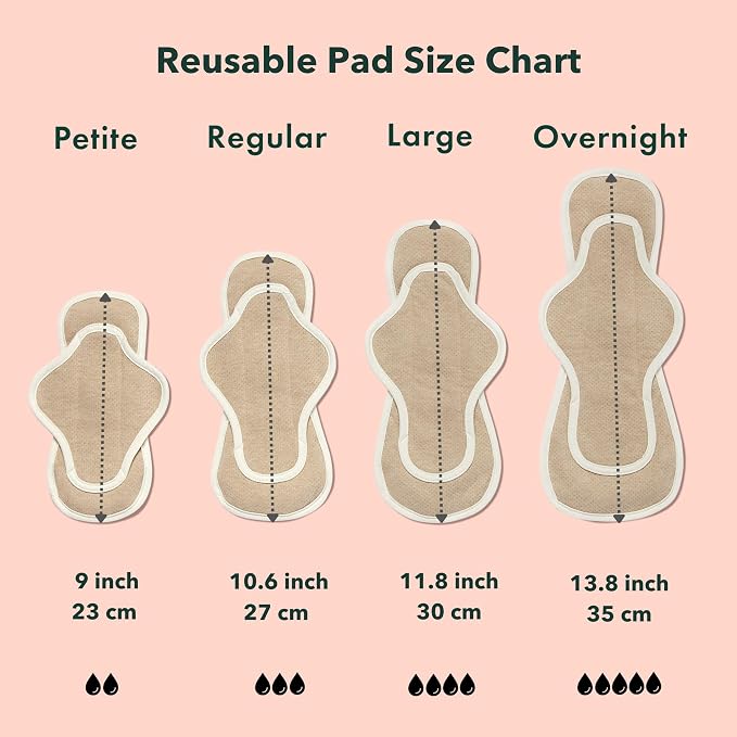 Rael Reusable Sanitary Pads, Organic Cotton Cover (3 Count, Regular) | Moderate Absorbency, Thin Cloth, Leak-Resistant Design, Washing Machine Safe, Menstrual and Postpartum Essentials for Women