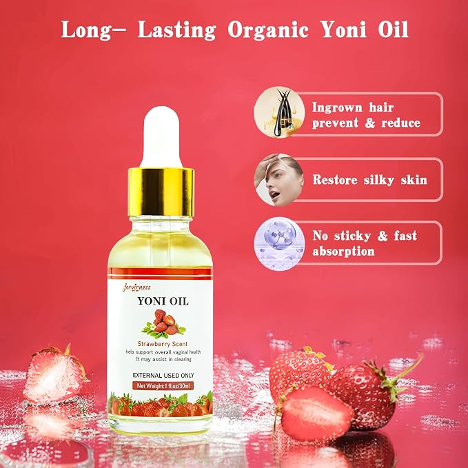 forvirness Natural Feminine Wash Yoni Wash Yoni Oil Set, Cleanse - Remove Odor - pH Balance for Women, 1 fl.oz Feminine Oil & 6.7 fl.oz Intimate Wash with Cleaning Factor - Strawberry Scent