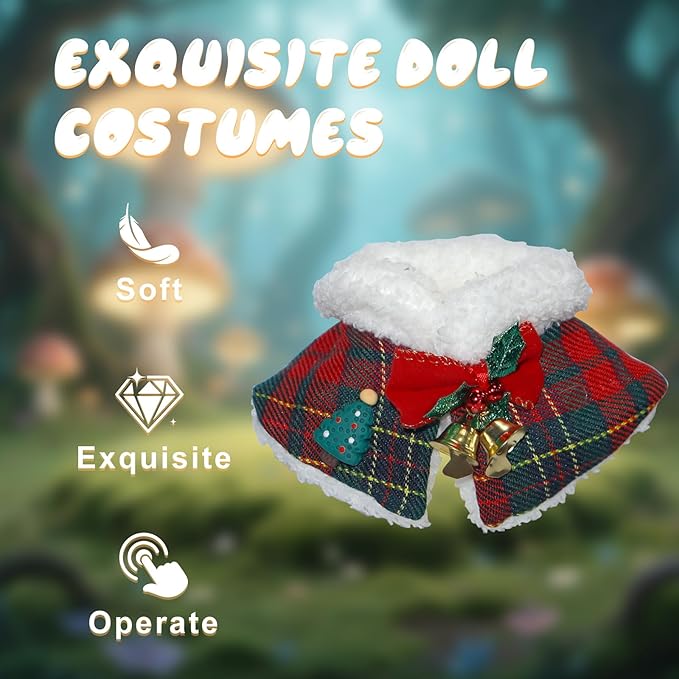17cm Doll Clothes 2-Piece Set – Christmas Skirt Outfit with Cape & Hat for 1:6 Scale Dolls | Festive Holiday Fashion Dress Set (No Doll Included)