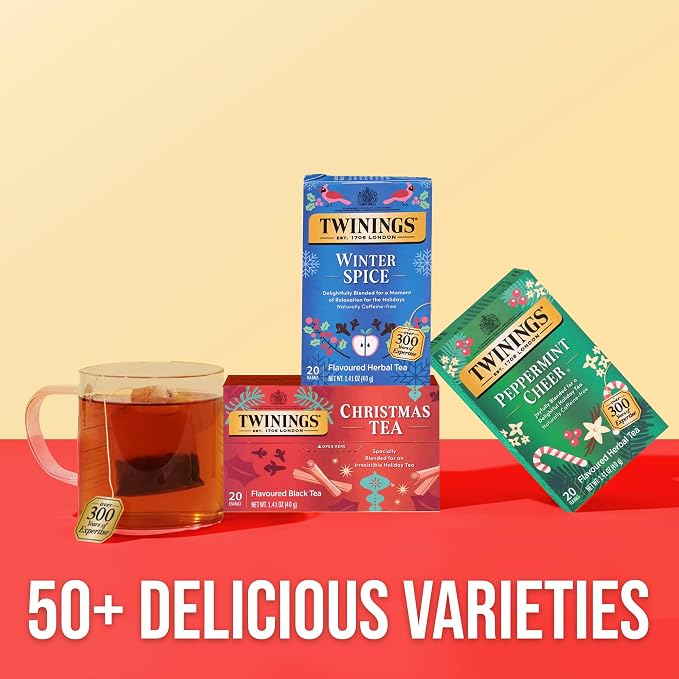 Twinings Winter Spice Herbal Tea Individually Wrapped, 20 Count (Pack of 1), Camomile, Apple, Cinnamon, & Clove, Naturally Caffeine-Free, Enjoy Hot or Iced, 20 Teabags