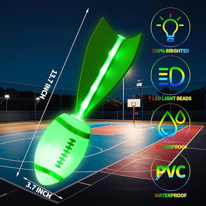 Glow in The Dark Football – Light Up Foam Football for Boys Ages 3+, Outdoor Sports Toy for Camping, Beach Games, Birthday Gift