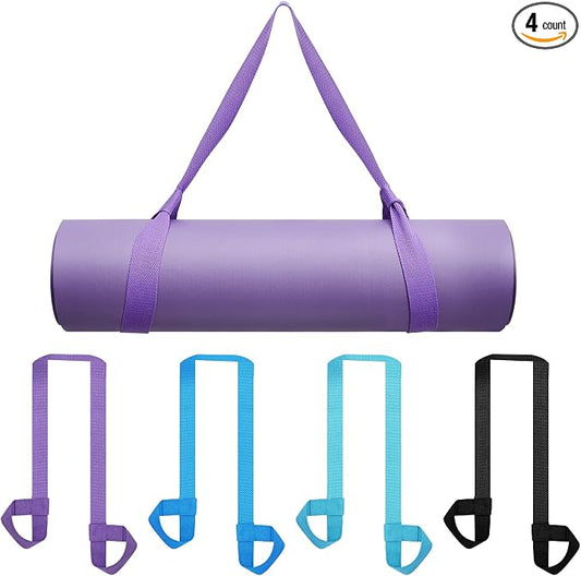 Deekin 4 Pcs Yoga Mat Straps for Carrying Yoga Mat Holder Adjustable Thick Carrier Exercise Sling Cotton Workout Stretching Band for Carrying Large Mats Roller Skate