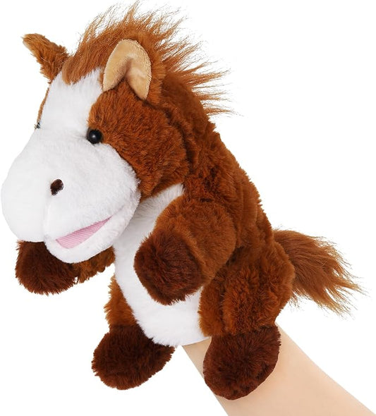 Animal Hand Puppets 11 Inch Sea Turtle Plush Dinosaur Animals Hand Puppet Toys Role-Play Toy Puppets for Kids Storytelling Imaginative Pretend Play Teaching Preschool(Horse)