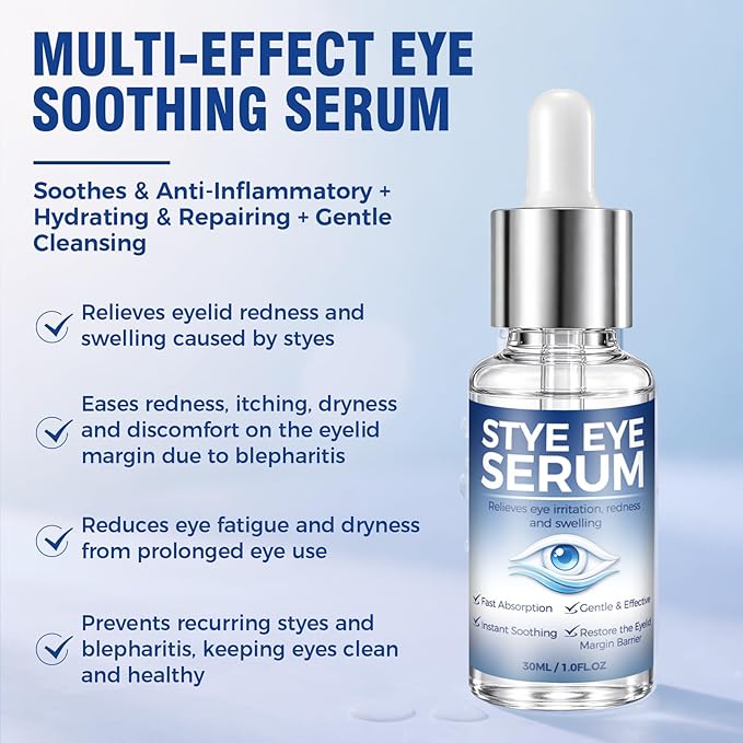 Stye Eye Treatment, Natural Relief Serum for Styes, Chalazions and Blepharitis, Blepharitis Treatment for Eyelids, Quickly Relieves Eyelid Irritation and Restores Healthier Skin, 30ML