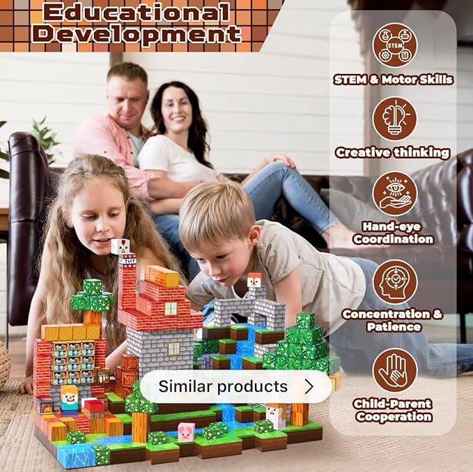 Magnetic Blocks | 150PCS Grassland Magnetic Building Blocks Set | STEM Learning Toys| Construction Building Toy for Kids 3+ Boys and Girls |Magnetic Building Blocks Christmas Birthday Gifts