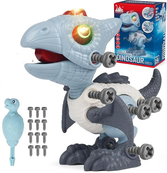 Dinosaur Toys for Kids 3-5，Take Apart Dinosaur Toys for Kids 5-7, STEM Building Construction Kids Toys with Sound and Light,Gifts for 3 4 5 6 7 8 Year Old Boys Girls