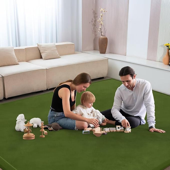 Baby Play Mat for Floor Nursery Muscle Mat Area Playroom Rug 39"x59" Elastic Foam 1.3" Thick Crawling Mat for Babies,Toddlers, Infants,Kids (Moss Green)