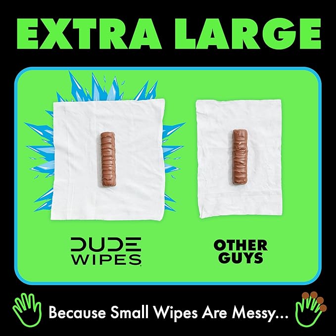 DUDE Wipes MentHOLE XXtreme Flushable Wipes - Menthol Infused Extra-Large Adult Wet Wipes - 1 Pack (48 Count), Travel Pack - Infused with Menthol for a Cooling Sensation - Septic and Sewer Safe