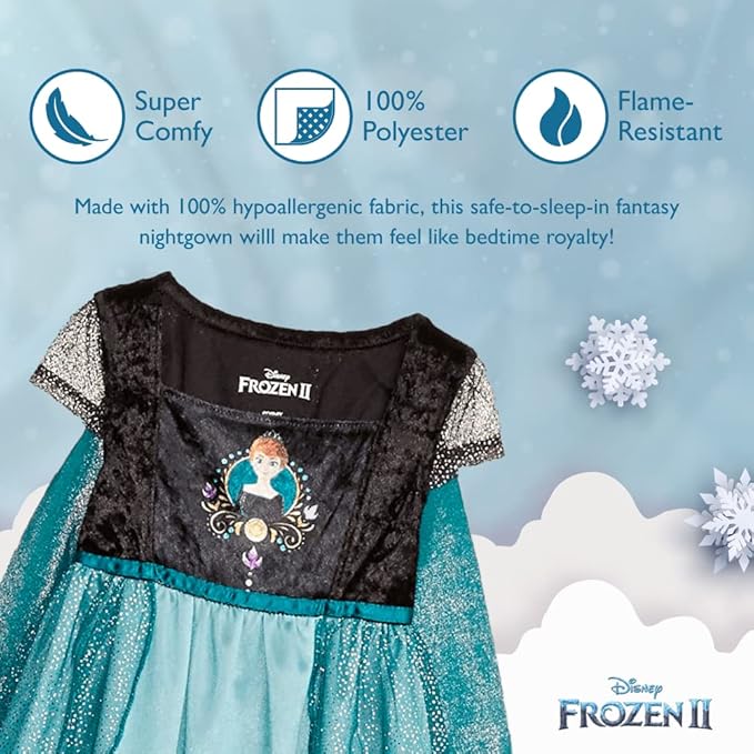 Disney Girls' Princess Dress Nightgown, Fantasy Gown, Soft & Cute Pajamas for Kids
