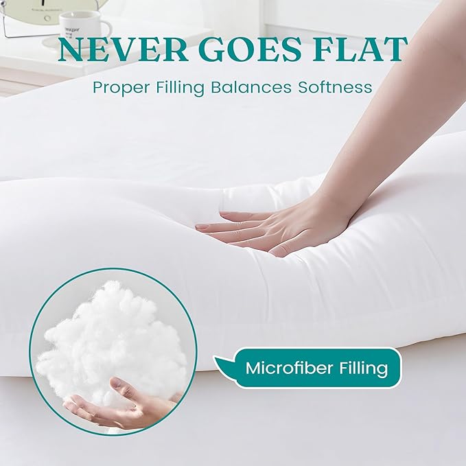 Oubonun 14 x 22 Throw Pillow Inserts | Soft, Plush & Decorative Down Alternative Pillows for Couch Sofa Bed, Machine Washable - White, Pack of 2