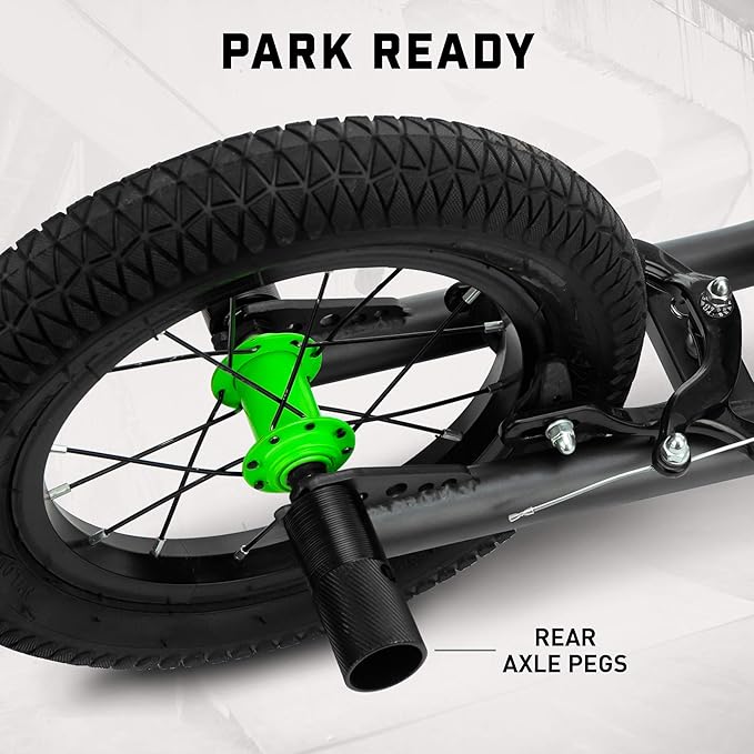 Mongoose Expo Kick Scooter, BMX-Style Handlebar & Brake Cable Rotor, Wide Foot Deck for Kids Youth Boys Girls Ages 6 and Up, Rear Axle Pegs, 12-Inch Air Tires, and Max. Weight of 175 lbs.