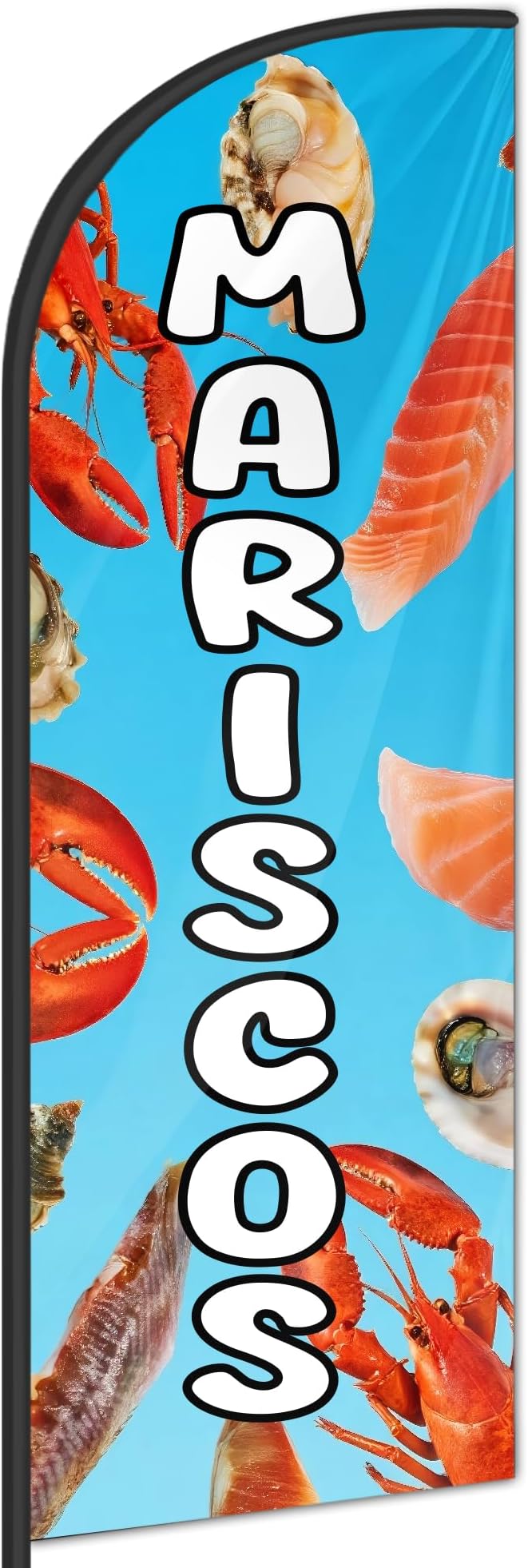 Mariscos Feather Flag for Storefronts Fairs,6 FT (Flagpole Not Included) | Business Advertising Flag