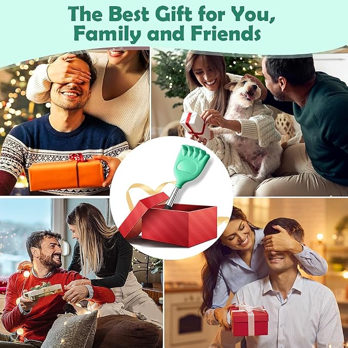Back Scratcher Extendable Silicone Bear Claw Massager Tool Telescoping Stocking Stuffers for Itches Lotion Application Spa Men Women Kids Adults Baby the Disabled Green
