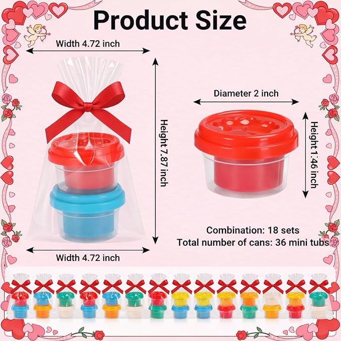 Blosssound 18 Sets Valentines Air Dry Clay Gifts Valentines Day Air Dry Clay Party Favors DIY Clays Craft Kit for Classroom Exchange Gifts Goodie Bags Stuffers Supplies