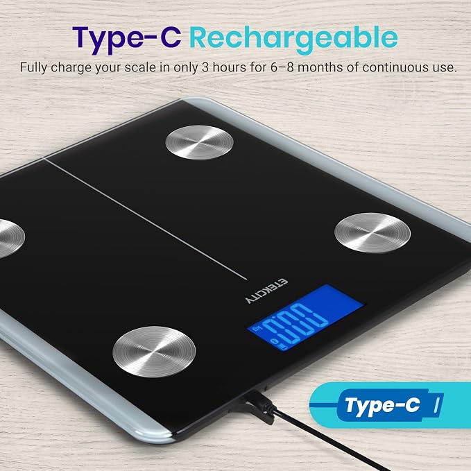 Etekcity Rechargeable Smart Scale for Body Weight, Digital Bathroom Scale with BMI, Body Fat, Muscle Mass, Accurate Weighing Machine for People Sync with Smartphone App, 400lb (Pack of 5)