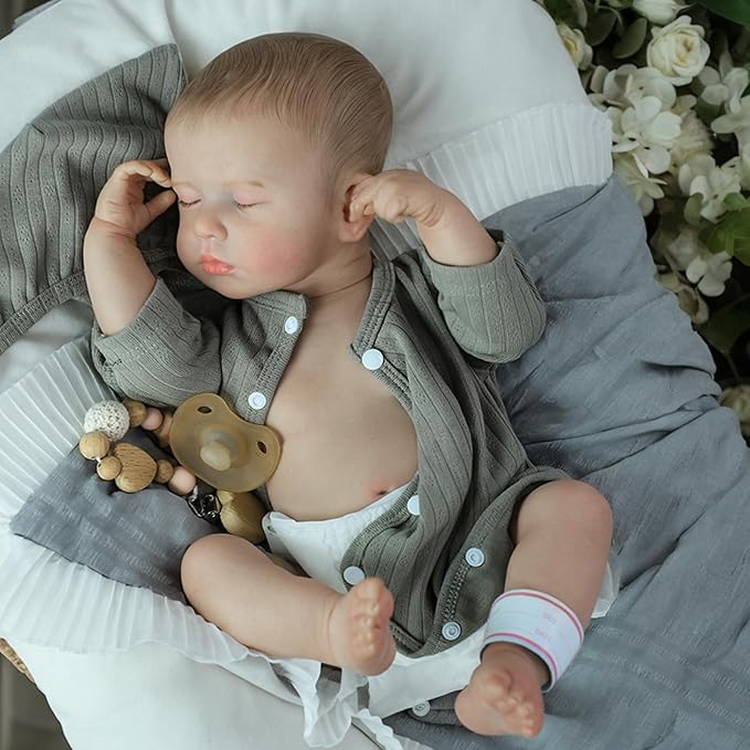 SCOM 20-Inch Reborn Baby Girl Doll, Soft Full Vinyl Body, Bathable & Poseable, Weighted Feel, Hand-Painted Details with Gift Box & Accessories, Ages 3+