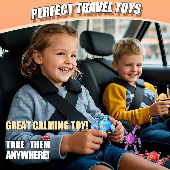 8Pcs Transformable Fidget Spinners for Kids Fidget Toys Teens Adults Sensory Toys with Autism ADHD Stocking Stuffers Bulk Gifts for Boys Girls Party Favors Travel Activities B