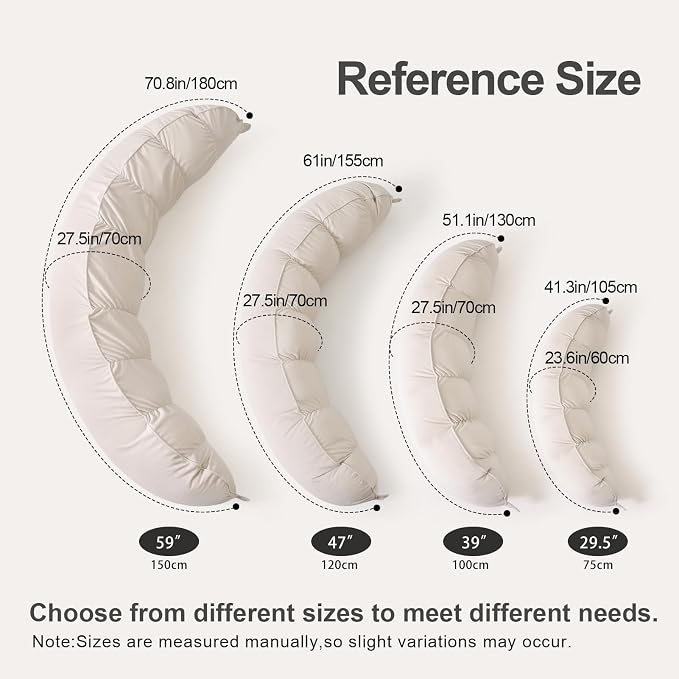 Peallow(Pat. Pend) – Long Round Body Pillow for Adults, Bolster Pillow for Sleeping, Soft and Supportive Pillow for Sleeping & Lumbar Support (Misty White, 29.5")