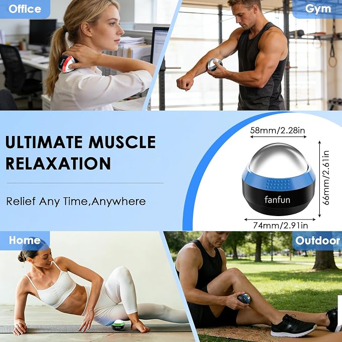 Massage Ice Roller Ball - Cold & Heat Therapy Roller for Deep Tissue Massage Pain Relief, Plantar Fasciitis Roller (Black & Blue)
