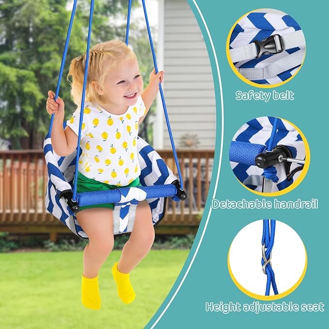 Slevoo 2 in 1 Baby Jumper Swing, Portable Toddler Swing with Foldable Stand, Indoor Outdoor Baby Jumpers and Bouncers, 6 Months to 6 Years, Black