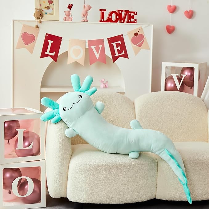 MaoGoLan Giant Axolotl Plush Stuffed Animal,Big Salamander Plush Pillow Toy,Jumbo Stuffed Salamander Body Pillow for Kids, Axolotl Plushies Glow in The Dark,Holiday Birthday Gifts Green