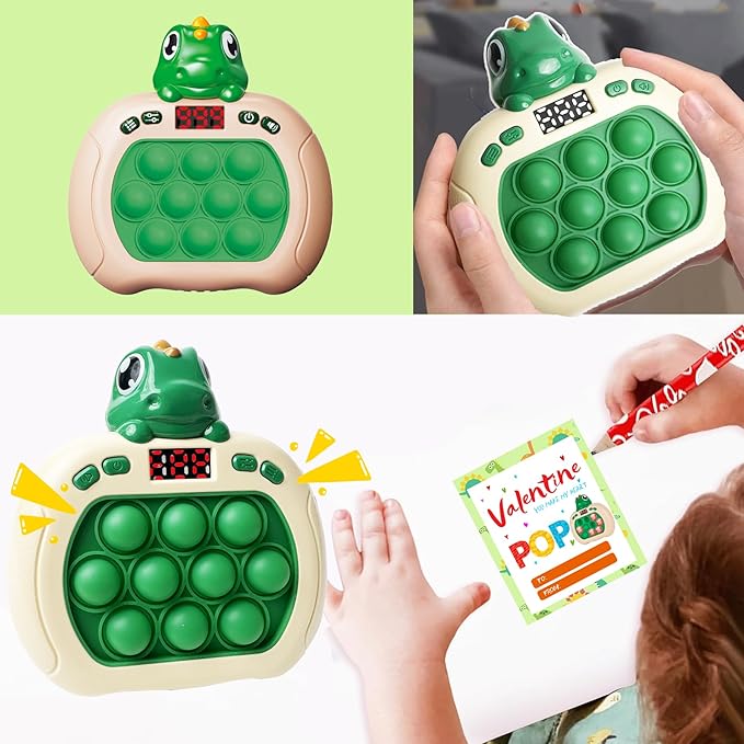 Dinosaur Quick Push Bubble Game,Valentines Day Gifts for Kids Pop Fidget Light up Puzzle Game Sensory Toys,Valentines Dinosaur Toys for Kids Boys Girls Toddlers Party Favor