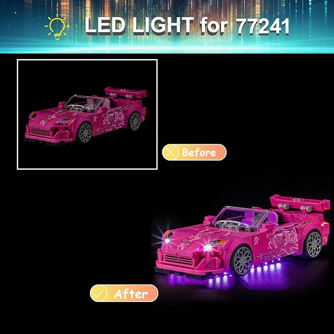 LED Light Kit for Lego 77241 2 Fast 2 Furious Honda S2000, Compatible with Lego 77241 Building Blocks Model(Not Include Blocks Set)
