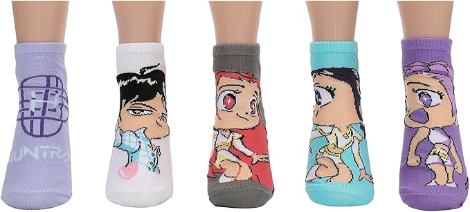 Bioworld KPop Demon Hunters Hunter/X & Derpy 5-Pair Pack Casual Crew Socks