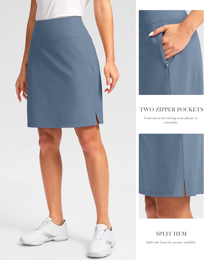 G Gradual 20" Skorts with Pockets Knee Length Golf Skirt | Built in Soft Shorts, High Waisted, Tummy Control, Breathable, Long Skorts for Athletic, Tennis, Dressy, Casual, Summer