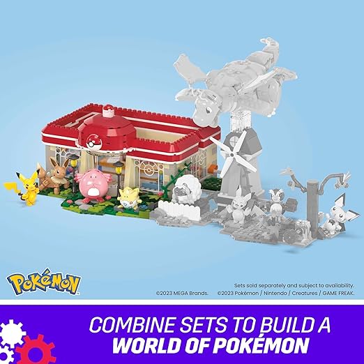 MEGA Pokemon Action Figure Building Toys, Forest Pokemon Center with 648 Pieces, 4 Poseable Characters, Gift Idea for Kids