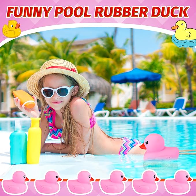 Honoson 6.89 Inch Giant Rubber Duck Big Rubber Duck Large Duckling Bath Toy with Squeaky Sound for Summer Baby Shower Birthday Party Favor Gift(Pink)