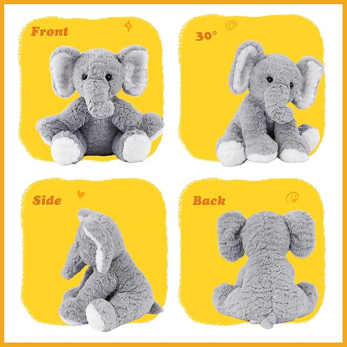 Elephant Stuffed Animals Soft Plush Toy for Baby Girls Boys,12" Grey Soft Small Stuffed Elephant Huggable Gifts for Birthday