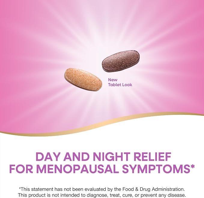 Nature's Way AM/PM Menopause Supplements for Women, Hot Flash Relief*, Night Sweats*, Restful Sleep*, Mood Swings*, Hormone-Free Formulas with Black Cohosh, Theanine, Valerian, 60 Tablets (Pack of 2)