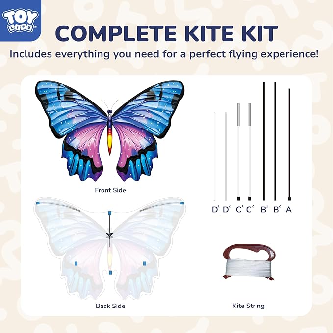 TOY Life 48.4'' Giant Girls Kites Easy to Fly for Kids Adults with 328.1 FT String, Beach Kite Outdoor Game Outside Toys Activity, Toys for Girls, Gift for Girls Ages 4-8