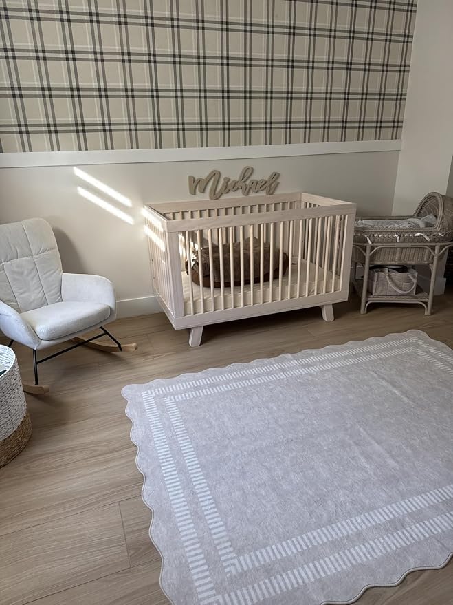 Area Rugs 5x7 Living Room Washable Modern Rug, Neutral Beige Soft Non Slip Rugs Ultra-Thin Indoor Carpet for Bedroom Dining Room Nursery Home Office