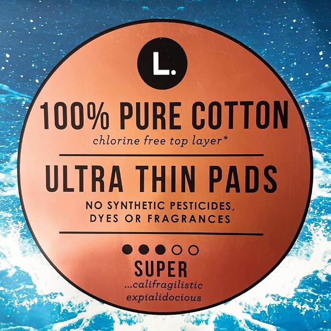 L. Ultra Thin Unscented Pads With Wings, Super Absorbency, 42 Ct, 100% Pure Cotton Chlorine Free Top Layer