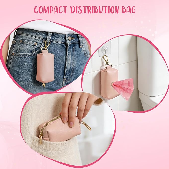 Portable Sanitary Napkin Disposal Bags Sakura Scented with Pink Bag Dispenser 0.5 Gallon Fits Tampons, Sanitary Napkins, Diapers 165 pcs