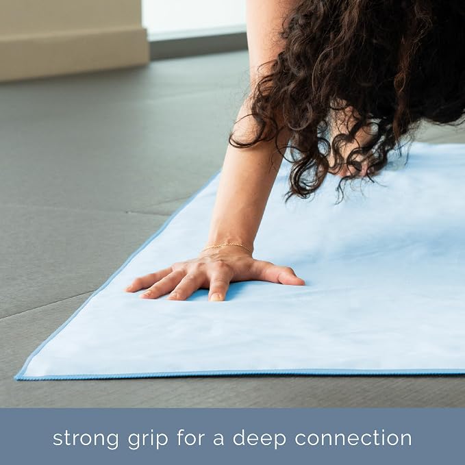 S&T INC. Aura Yoga Mat Towel, Quick Dry Towel, Soft and Absorbent for Gym, Pilates, and Hot Yoga Mat, 2 Pack, 26.5 inches x 72 inches, Microfiber, Blue & Sage Green