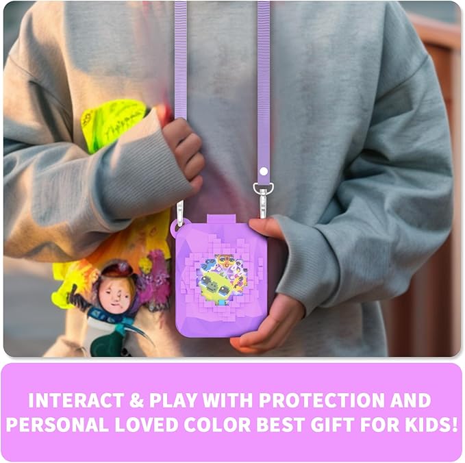Soft Silicone Case for Bitzee Magicals Interactive Toy Digital Pet, Shockproof and Protective Carrying Case for Bitzee Magicals Virtual Electronic Pets with Lanyard (Light Purple)