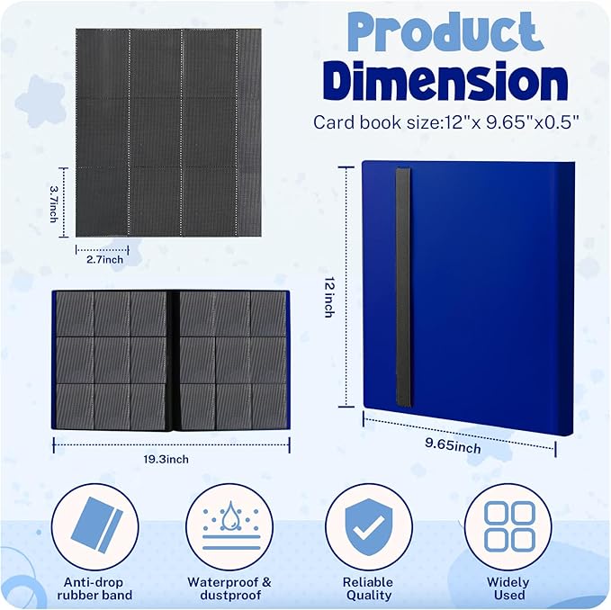 Card Binder, 9 Pocket Trading Card Album Folder,20 Pages, 360 Card Capacity Sports Card Binder, Premium Card Binders Compatible with MTG, TCG, Baseball Cards (Cobalt)