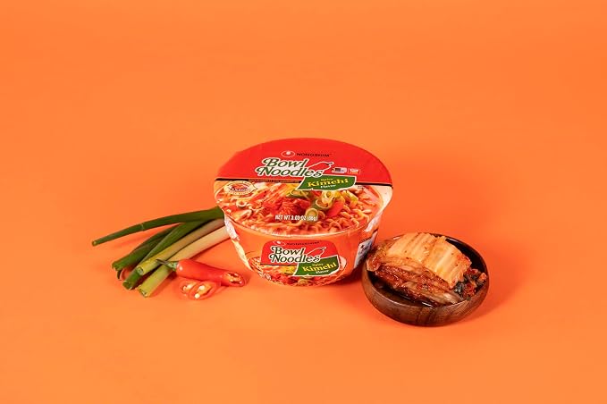 Nongshim Ramen Noodles, Gourmet Instant Ramen bowl, Premium Microwavable Noodle Soup, Kimchi, 3.03 Ounce (Pack of 2)
