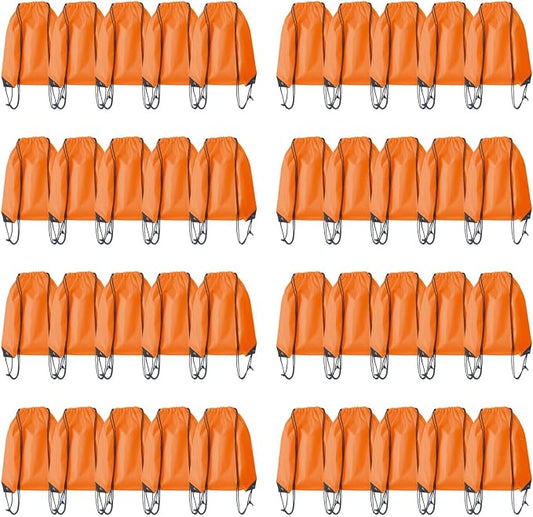 Drawstring Backpack Bulk 40Pcs Draw String Backpack Bags DIY Gym Sports Traveling Yoga Cinch Bag Sackpack Drawstring (orange)