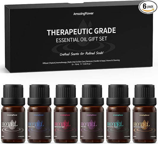 AMAZING FLOWER Hotel Scent Diffuser Oils, Fragrance Oils Set, 10mL | 0.34 Fl Oz x 6