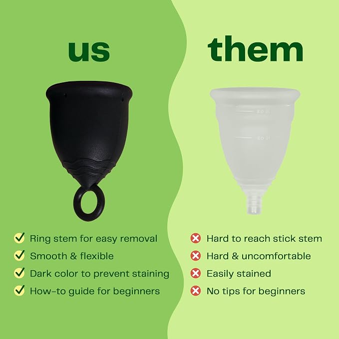 Viv for Your V Small Premium Menstrual Cups, Ring Stem for Easy Removal, Soft Tampon Alternative for Active Lifestyle, Comfortable 12 Hour Wear, Medical-Grade Silicone Reusable Period Cup
