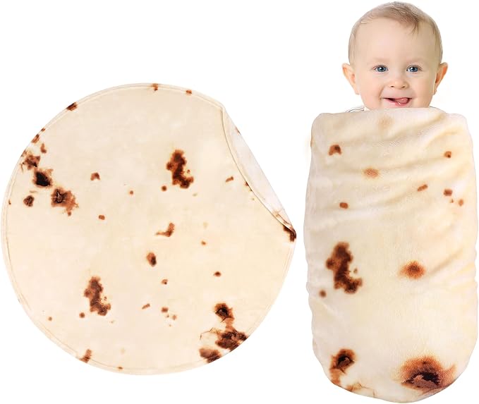 SeaRoomy Baby Burrito Tortilla Blanket, Baby Swaddle Blanket, 36inches | Funny Gifts For Newborn Boys & Girls, Baby Shower, Birthday & Christmas, Double Sided, Soft Flannel Round