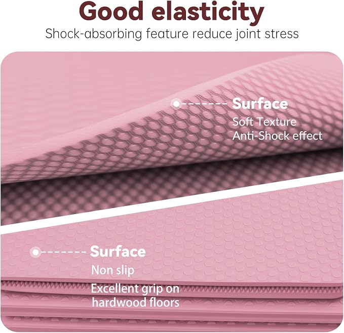 Foldable Yoga Mat Thick Non-Slip Exercise Mat - Packable Travel Fitness Mat with Carrying Bag for Yoga, Pilates, Workout, Home & Gym